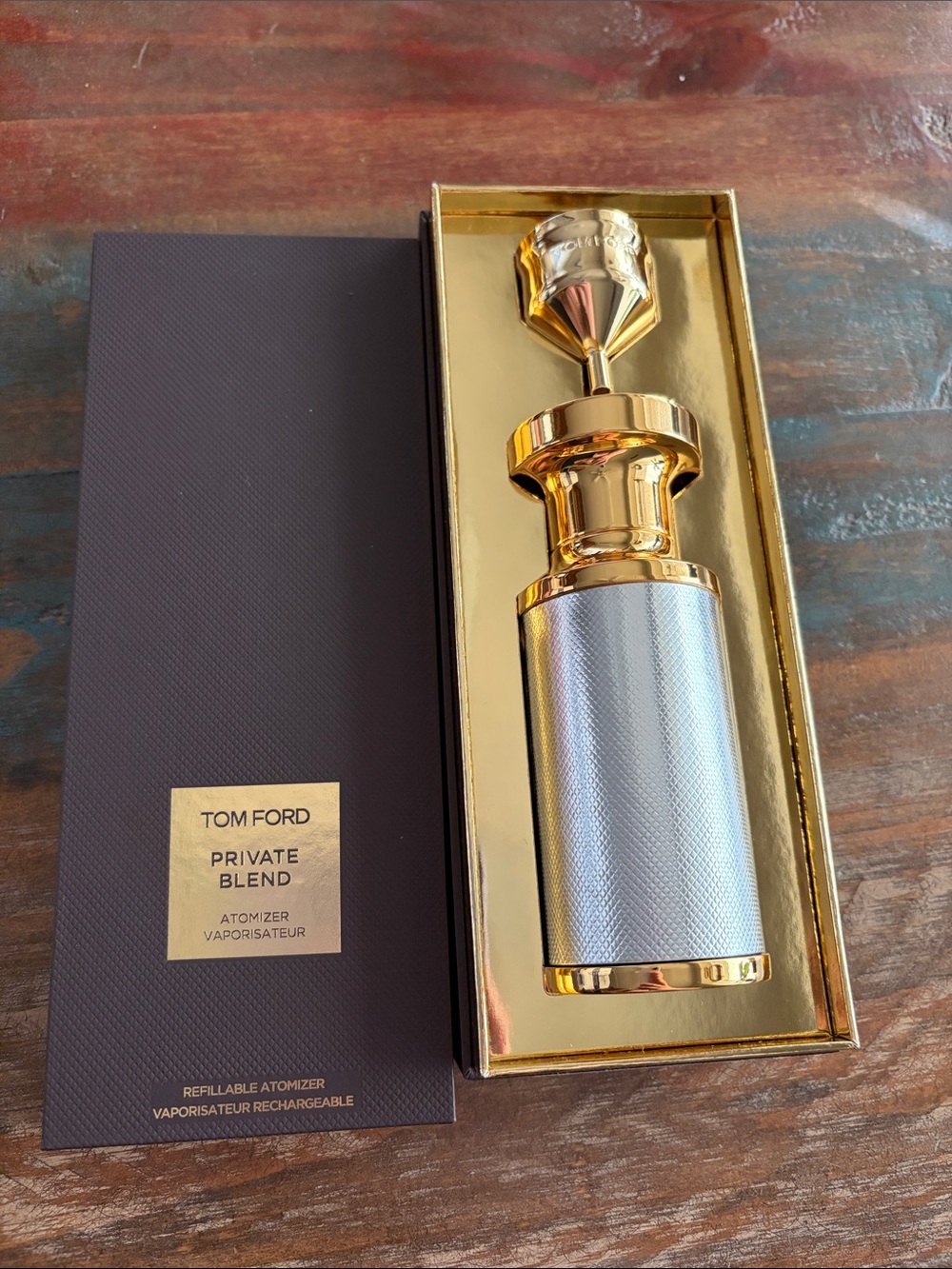 New Tom Ford Private Refillable Atomizer silver color